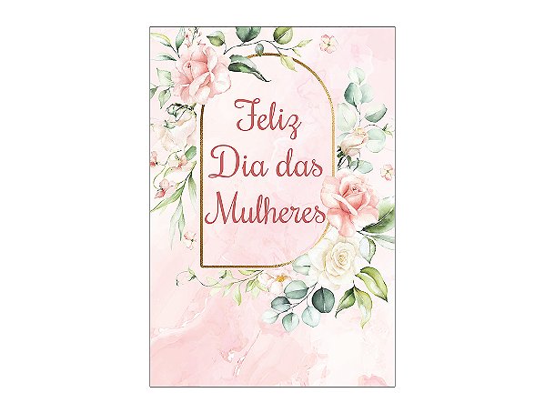 Painel De Festa Vertical 1,50 x 2,20 - Dia das Mulheres Efeito Mármore Floral 003