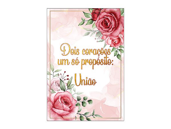 Painel De Festa Vertical 1,50 x 2,20 - Encontro de Casais Rosa Floral 027