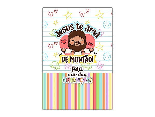 Painel De Festa Vertical 1,50 x 2,20 - Dia das Crianças Cristão Jesus Te Ama de Montão 062