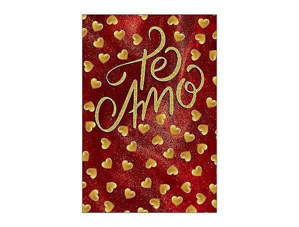 Painel De Festa Vertical 1,50 x 2,20 - Dia dos Namorados Te Amo Dourado 116