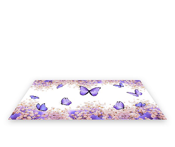 Painel De Festa Tapete Em Lona 2,50x1,35 -  Borboleta Lilás Floral 004