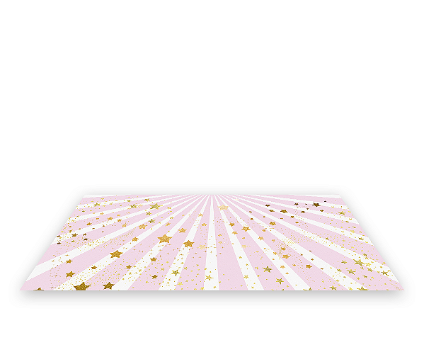 Painel De Festa Tapete Em Lona 2,50x1,35 - Circo Raios Rosa com Estrelas 018