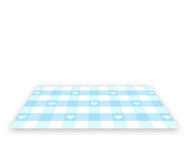 Painel De Festa Tapete Em Lona 2,50x1,35 - Quadriculado com Corações Azul Claro 051