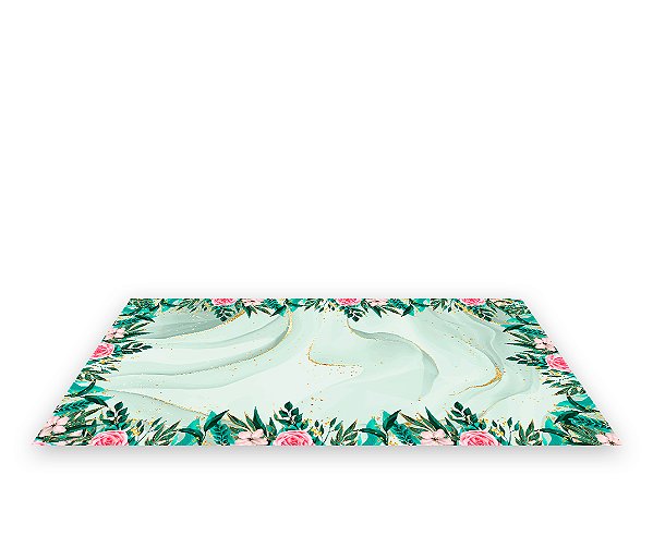 Painel De Festa Tapete Em Lona 2,50x1,35 - Efeito Mármore Verde Com Dourado 010