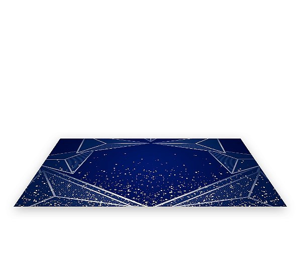 Painel De Festa Tapete Em Lona 2,50x1,35 - Azul Efeito Geométrico Prateado 024