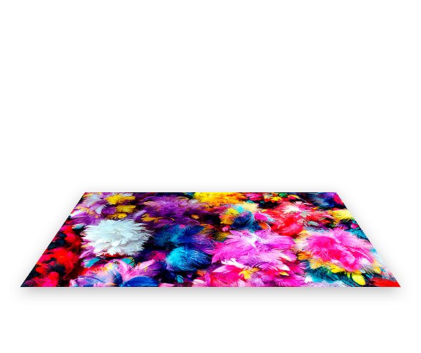 Painel De Festa Tapete Em Lona 2,50x1,35 - Carnaval Plumas Coloridas 004