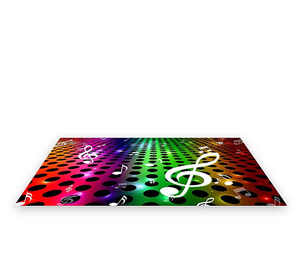 Painel De Festa Tapete Em Lona 2,50x1,35 - Balada Nota Musical Colorida Efeito Neon 003