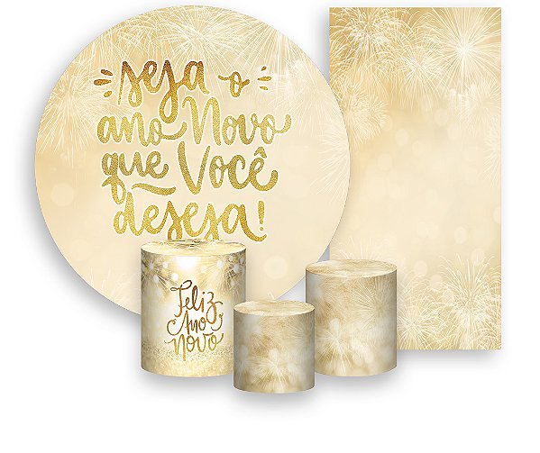 Painel De Festa + Trio De Capas Cilindro + Faixa Veste Fácil - Ano Novo Que Você Deseja 002