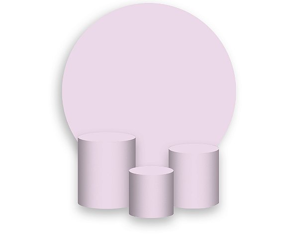 Painel De Festa Redondo 1,50 x 1,50 + Trio De Capas Cilindro - Cores Neutras Lilás Liso 052