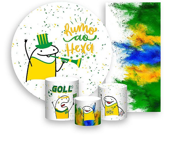 Painel De Festa + Trio De Capas Cilindro + Faixa Veste Fácil - Flork Futebol Brasil 001