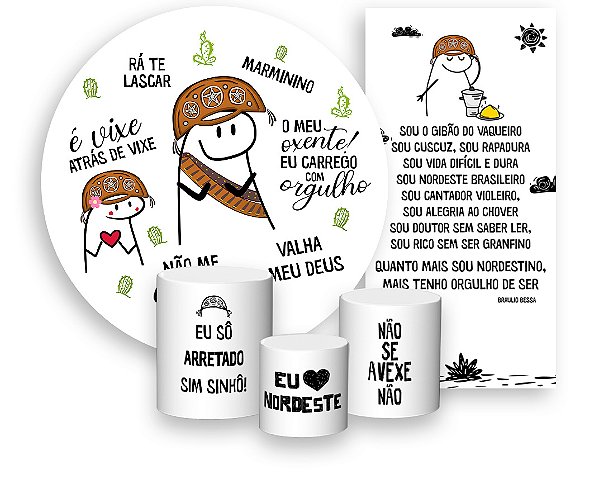 Painel De Festa + Trio De Capas Cilindro + Faixa Veste Fácil - Flork Orgulho Nordestino 004