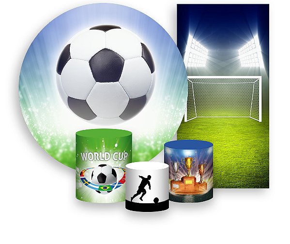 Painel De Festa + Trio De Capas Cilindro + Faixa Veste Fácil - Futebol Campeonato 003