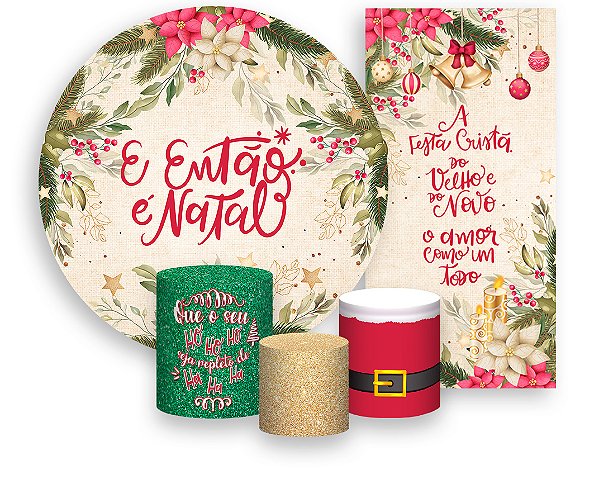 Painel De Festa + Trio De Capas Cilindro + Faixa Veste Fácil - Então é Natal 006