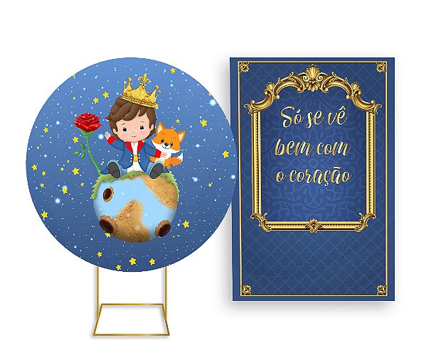 Painel De Festa Redondo 1,50x1,50 + Vertical 1,50x2,20 - Pequeno Principe Cute 001