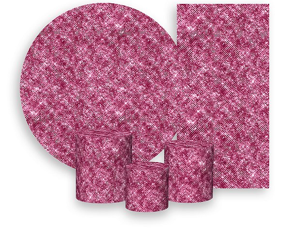 Painel De Festa + Trio De Capas Cilindro + Faixa Veste Fácil - Efeito Lantejoulas Rosa Pink 028