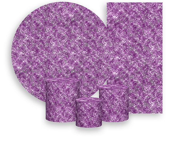 Painel De Festa + Trio De Capas Cilindro + Faixa Veste Fácil - Efeito Lantejoulas Roxo 029