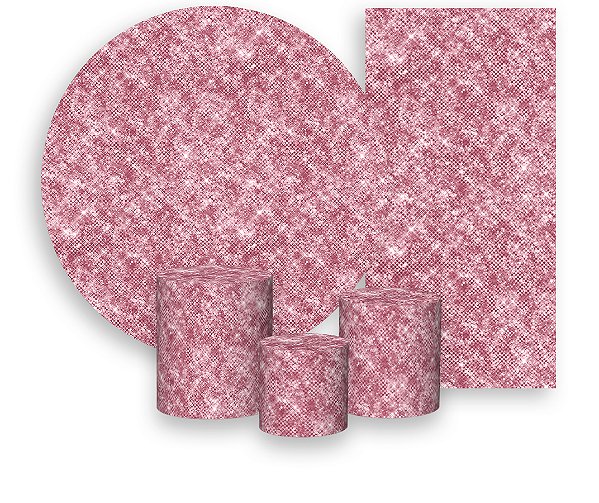 Painel De Festa + Trio De Capas Cilindro + Faixa Veste Fácil - Efeito Lantejoulas Rosa Suave 030