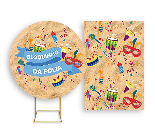 Painel De Festa Redondo 1,50x1,50 + Vertical 1,50x2,20 - Carnaval Folia 001