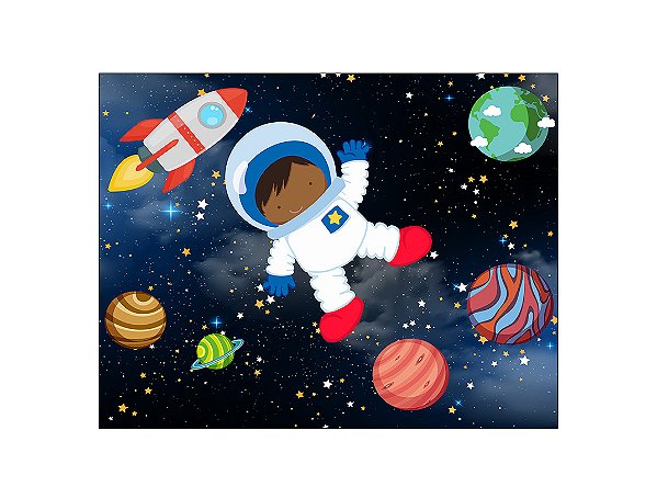 Painel de Festa Horizontal 1,55 X 1,20 - Astronauta Cute e Planetas 003