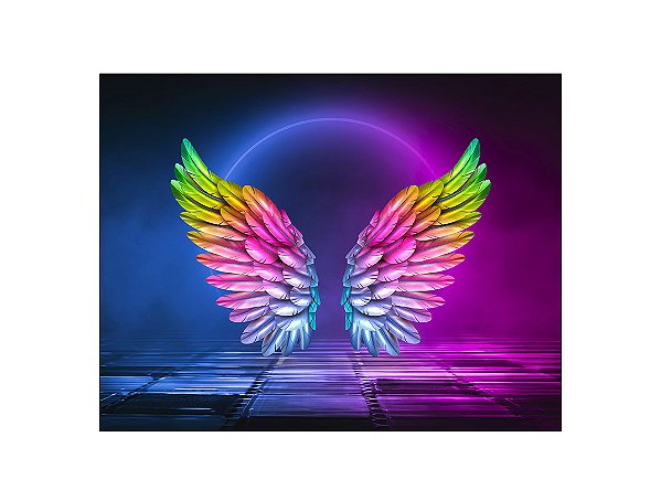 Painel de Festa Horizontal 1,55 X 1,20 - Asas Efeito Neon 001