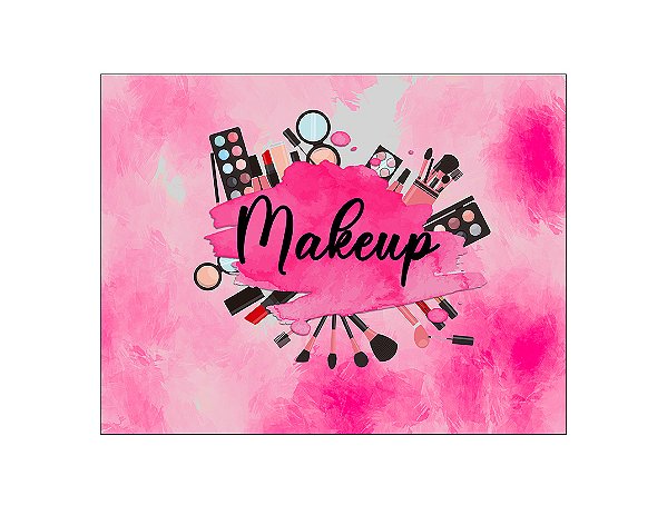 Painel de Festa Horizontal 1,55 X 1,20 - Makeup Maquiagem Rosa 001