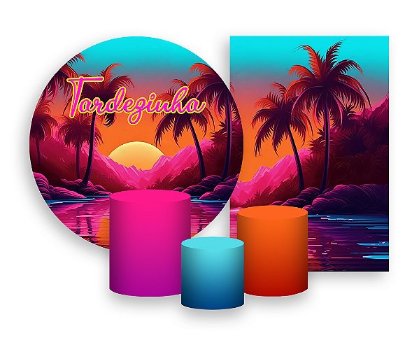 Kit 2 Painéis De Festa + Trio De Capas Cilindro - Tardezinha Praia  003