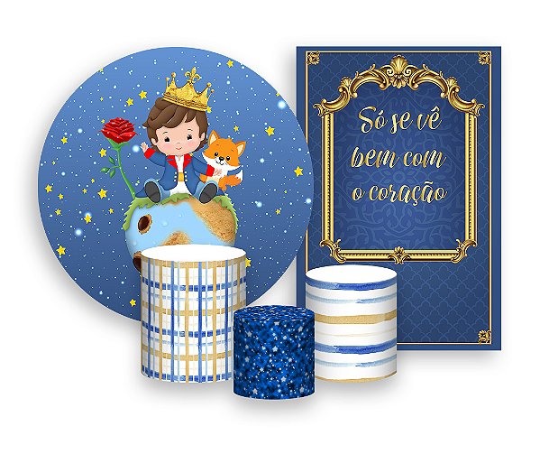 Kit 2 Painéis De Festa + Trio De Capas Cilindro - Pequeno Príncipe Moreno 001