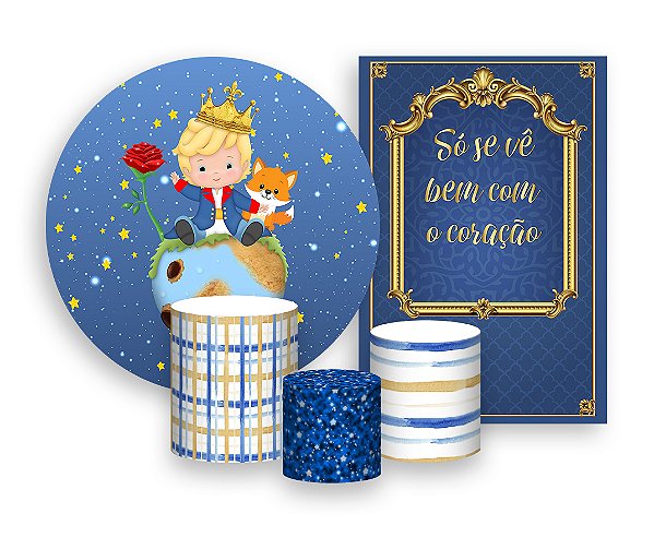 Kit 2 Painéis De Festa + Trio De Capas Cilindro - Pequeno Principe Loiro 002