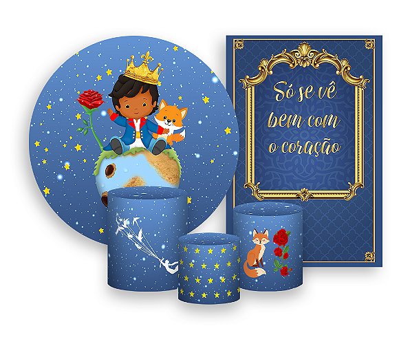 Kit 2 Painéis De Festa + Trio De Capas Cilindro - O Pequeno Principe Cute 005