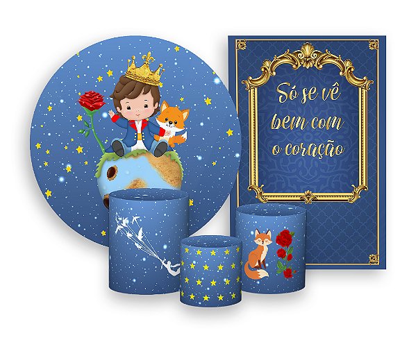 Kit 2 Painéis De Festa + Trio De Capas Cilindro - O Pequeno Principe Moreno Cute 006