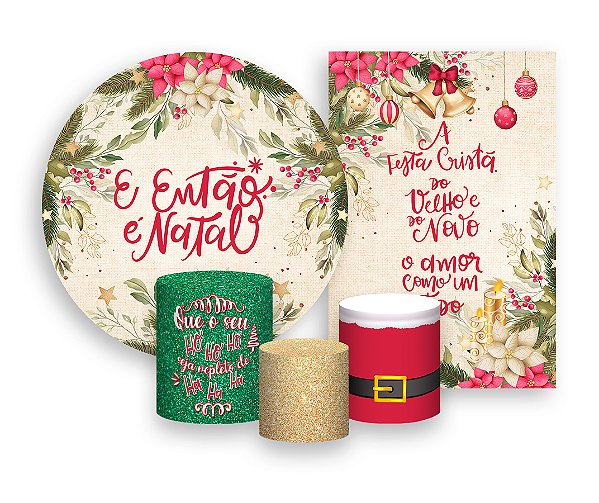 Kit 2 Painéis De Festa + Trio De Capas Cilindro - Então é Natal 007