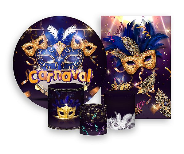 Kit 2 Painéis De Festa + Trio De Capas Cilindro - Carnaval Chique 003