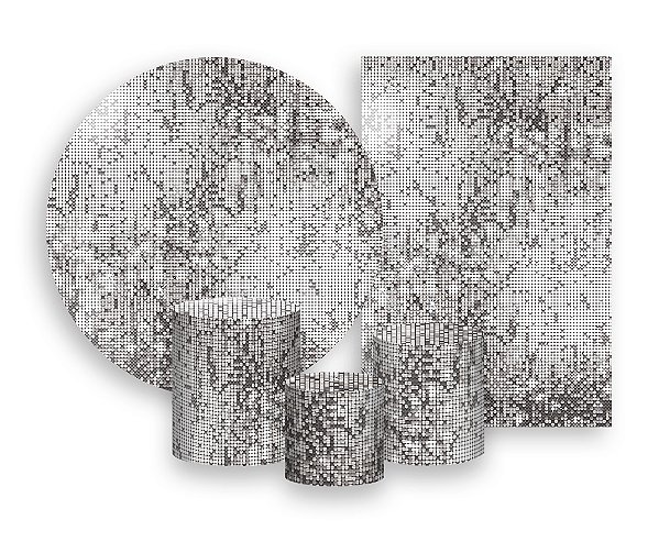 Kit 2 Painéis De Festa + Trio De Capas Cilindro - Efeito Lantejoulas Prateadas 007