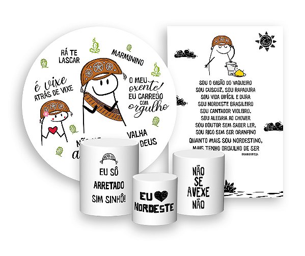 Kit 2 Painéis De Festa + Trio De Capas Cilindro - Flork Orgulho Nordestino 002