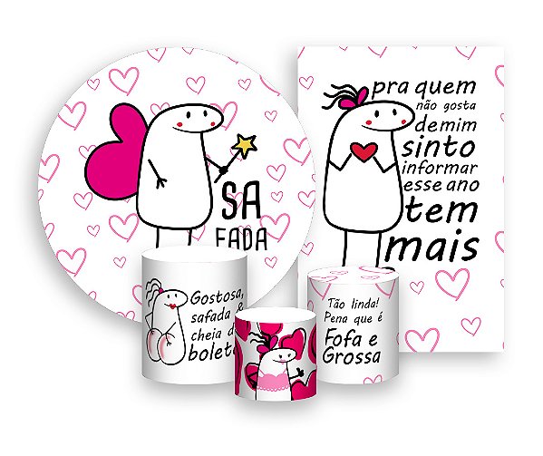 Kit 2 Painéis De Festa + Trio De Capas Cilindro - Flork Fada Rosa 003