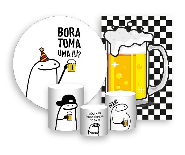 Kit 2 Painéis De Festa + Trio De Capas Cilindro - Flork Cerveja Beer 005