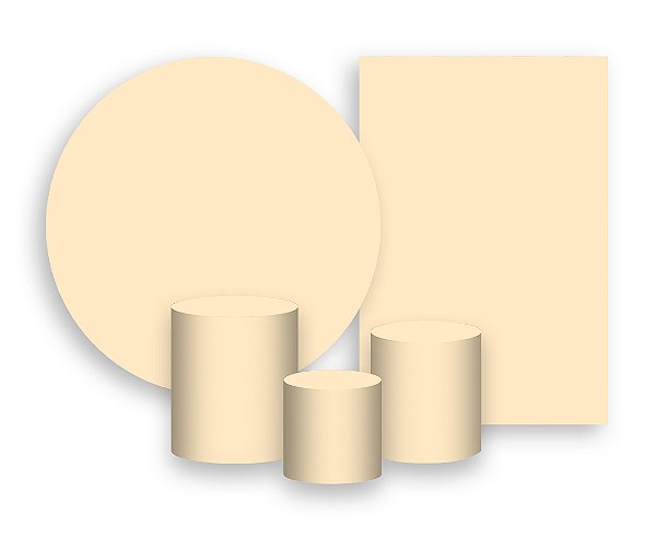 Kit 2 Painéis De Festa + Trio De Capas Cilindro - Estampa Amarelo Pastel Liso 047