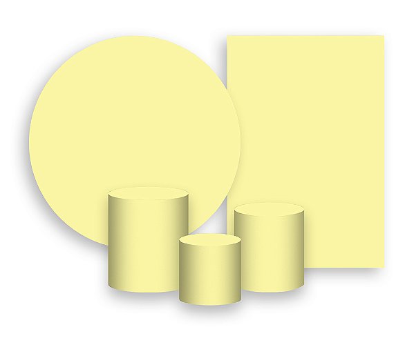 Kit 2 Painéis De Festa + Trio De Capas Cilindro - Estampa Amarelo Liso 048
