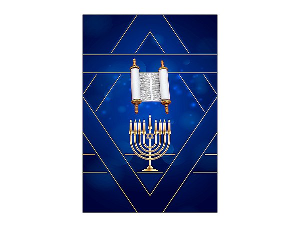 Painel De Festa Vertical 1,50 x 2,20 - Bar Mitzvá Azul Marinho 057