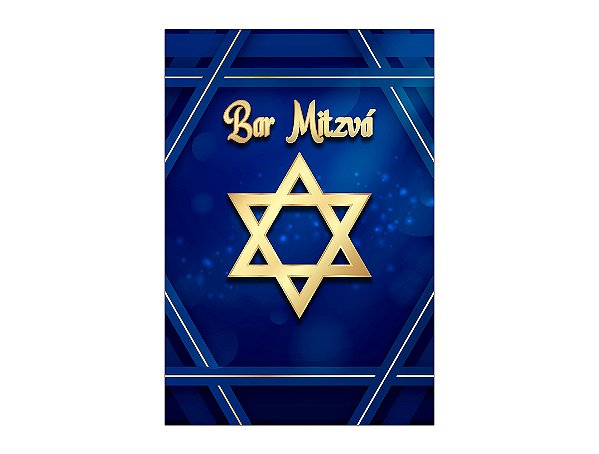 Painel De Festa Vertical 1,50 x 2,20 - Bar Mitzvá Azul Marinho e Dourado 058