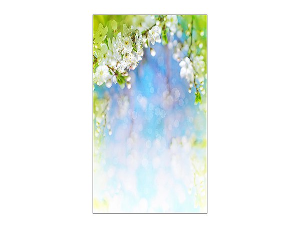 Fundo Fotográfico 1,50 x 2,60 - Flores Verde e Branca 007