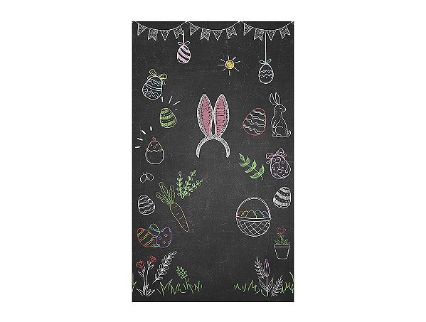 Fundo Fotográfico 1,50 x 2,60 - Páscoa Chalkboard Orelhinhas de Coelho 003