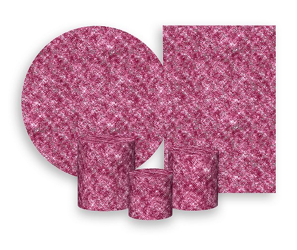 Kit 2 Painéis De Festa + Trio De Capas Cilindro - Efeito Lantejoulas Pink 015