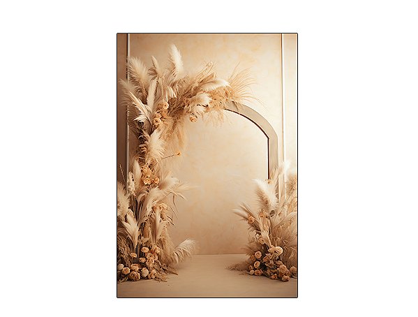 Fundo Fotográfico 1,50 x 2,20 - New Born Boho Arco Bege Dia das Mães 115