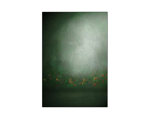 Fundo Fotográfico 1,50 x 2,20 - Gestante Verde Com Flores Esfumadas 002