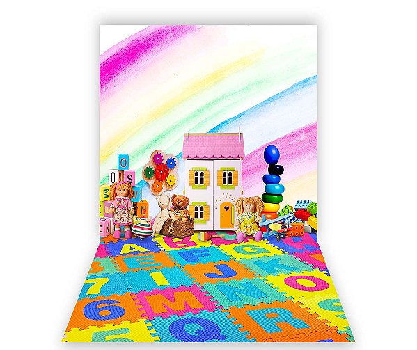 Fundo Fotográfico 1,50 x  2,70 - Brinquedos Dia das Crianças 100