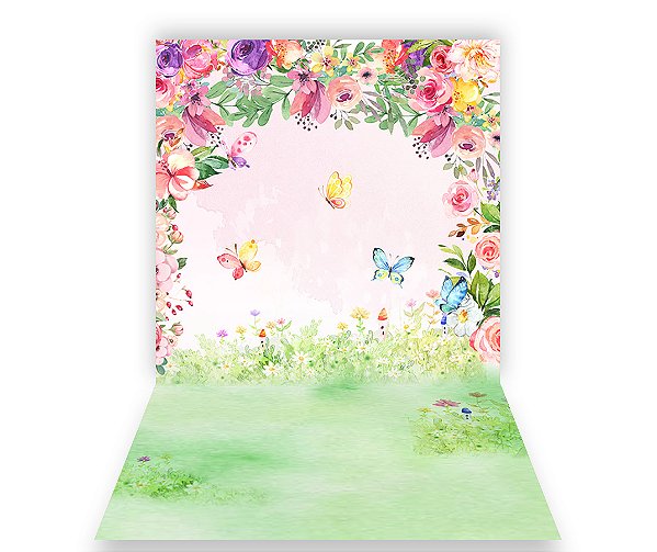 Fundo Fotográfico 1,50 x  2,70 - Flores Aquarela 020