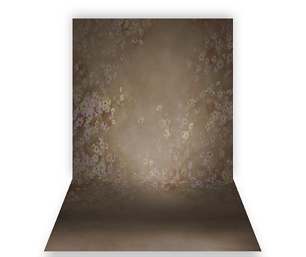 Fundo Fotográfico 1,50 x  2,70 - Gestante Bege Com Flores 074