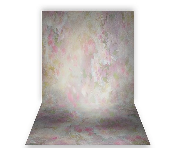 Fundo Fotográfico 1,50 x  2,70 - Gestante Flores Rosa Efeito Desfocada 005