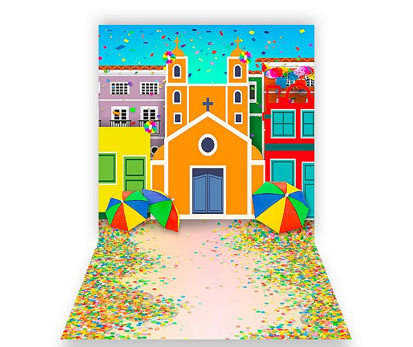 Fundo Fotográfico 1,50 x  2,70 - Carnaval Cidade Colorida 024